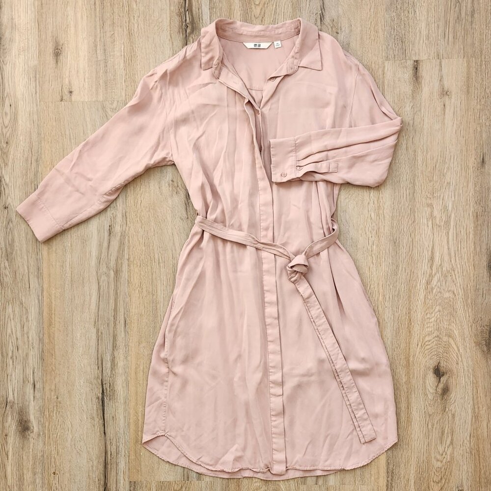 Uniqlo Long-Sleeve Shirt Dress Women's XS in Pink